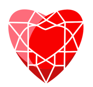 The Ruby Foundation Ikon / Logo. A Ruby gem in the shape of a heart.